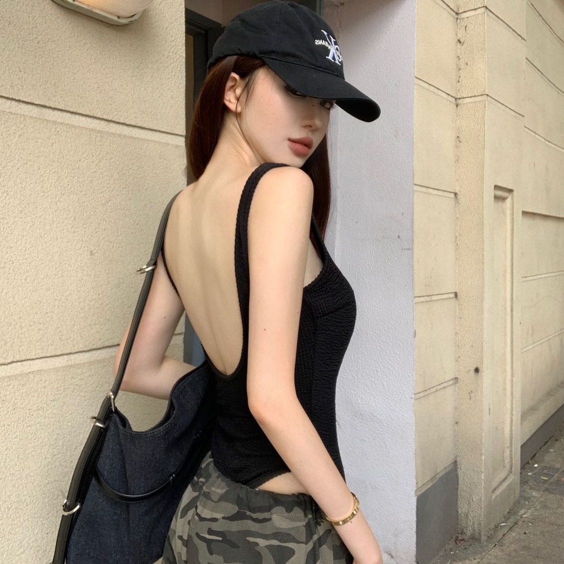 Black Strappy Bodysuit Sexy Ba – Tank Top Ribbed recenzja i cena