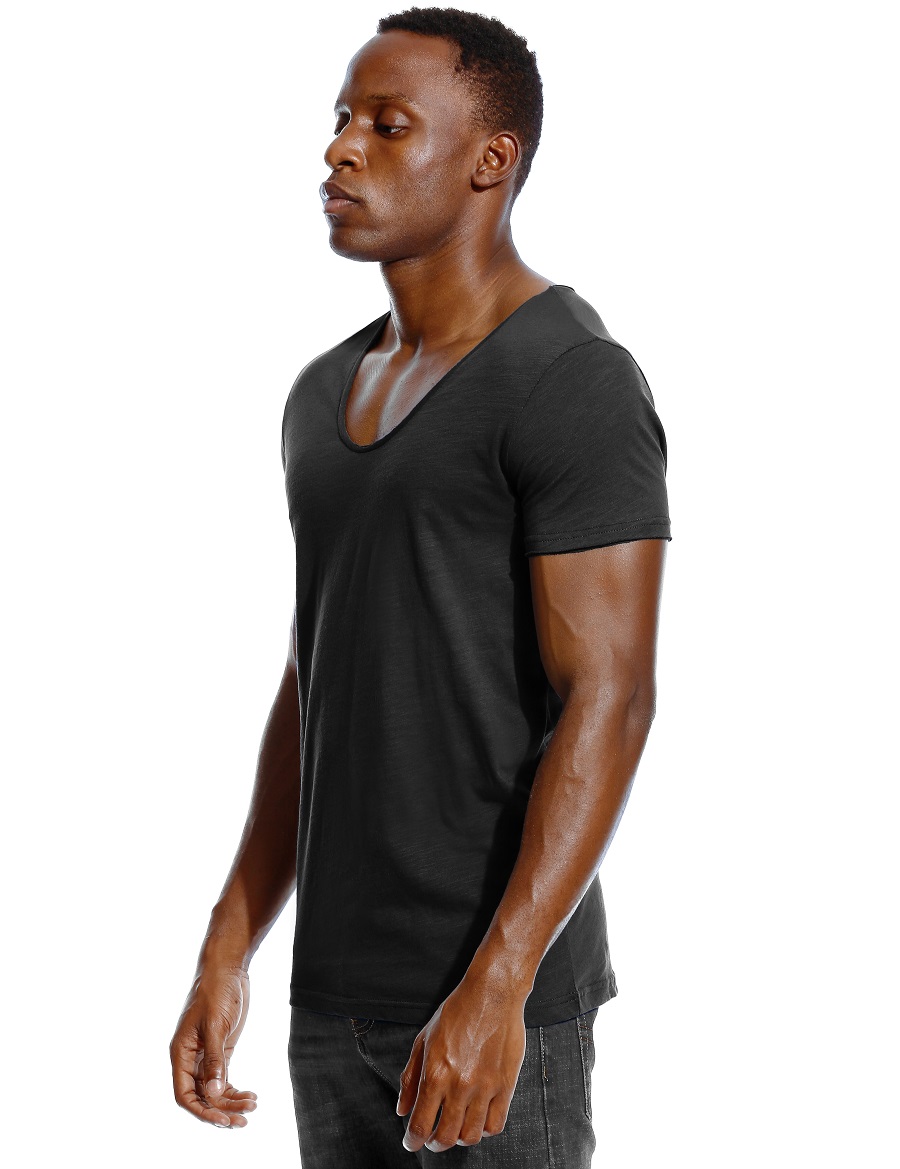 Scoop Neck T Shirt for Men Low – Undershirt Crew Neck recenzja i cena