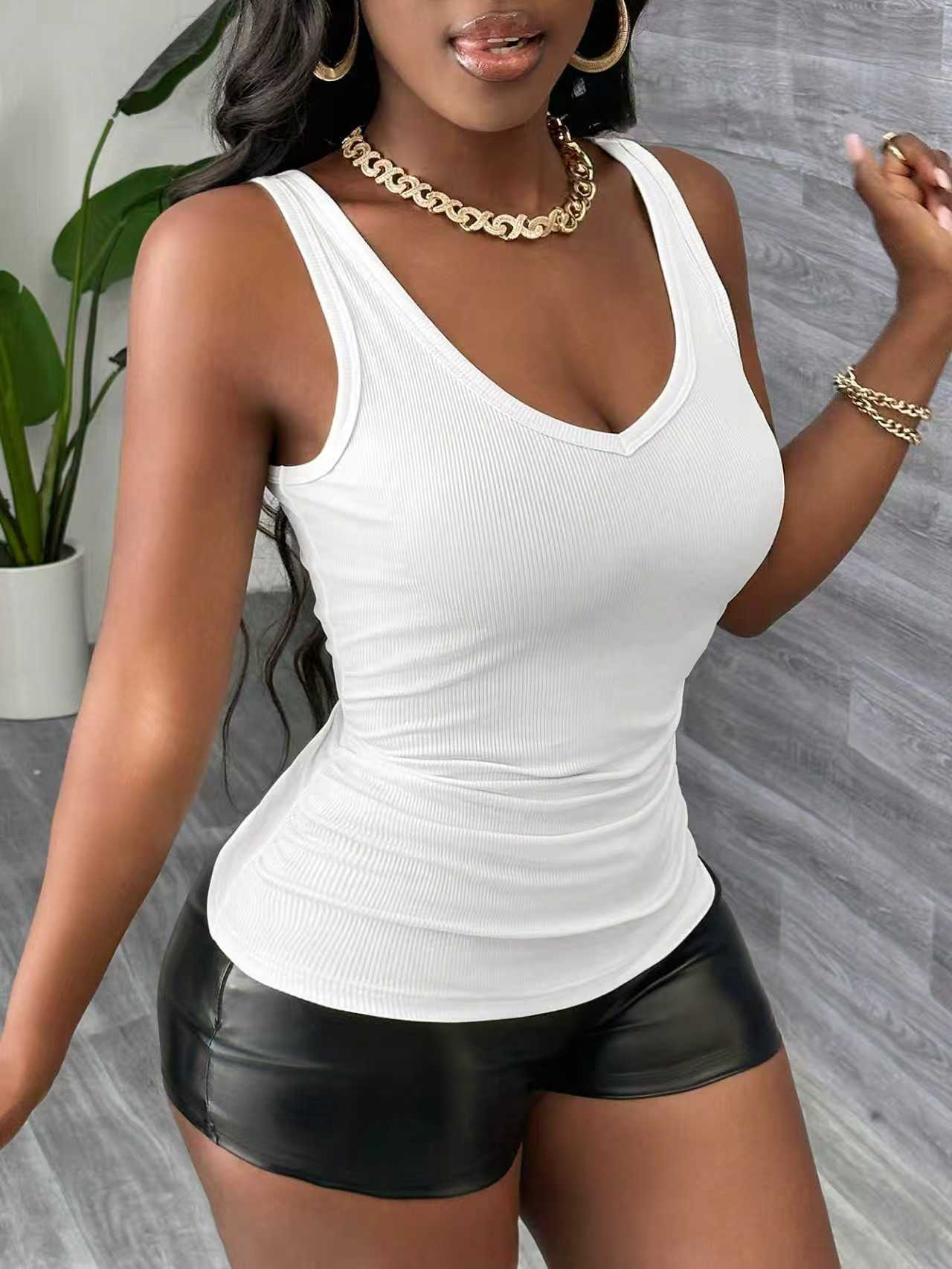 Plus Size 3 Piece V Neck Ribbe – Tank Top Ribbed recenzja i cena
