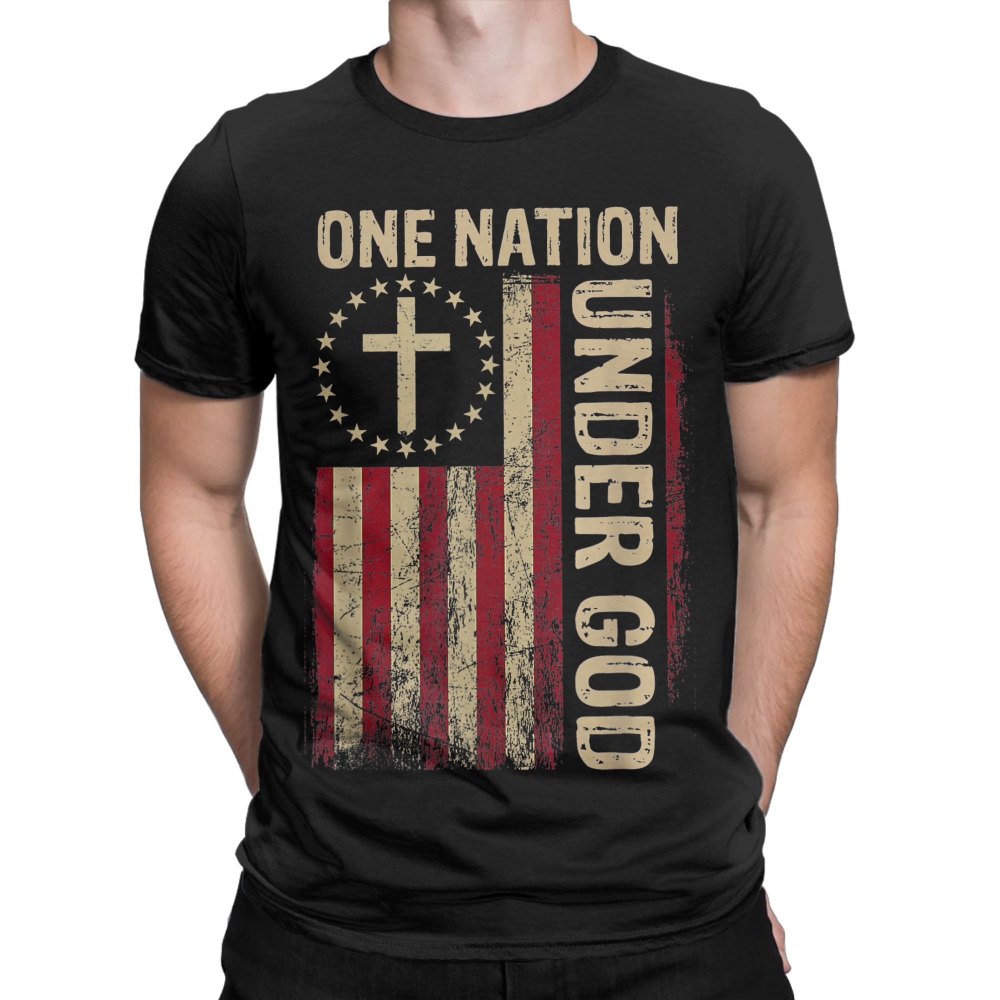 One Nation Under God Flag 4th  – Undershirt Crew Neck recenzja i cena