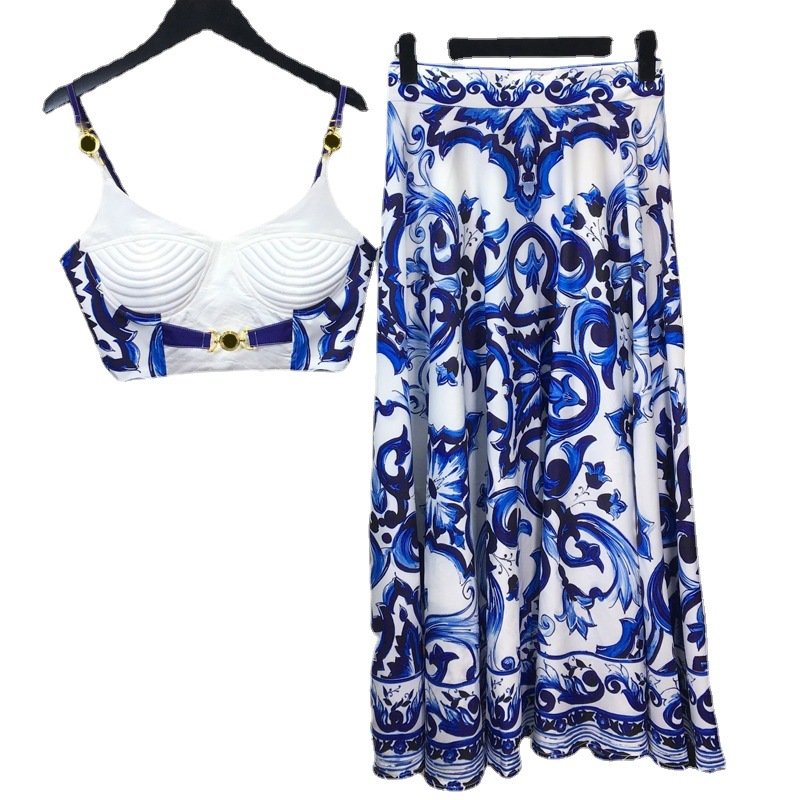 Summer Bohemain Blue And White – Suspender Tank Top recenzja i cena