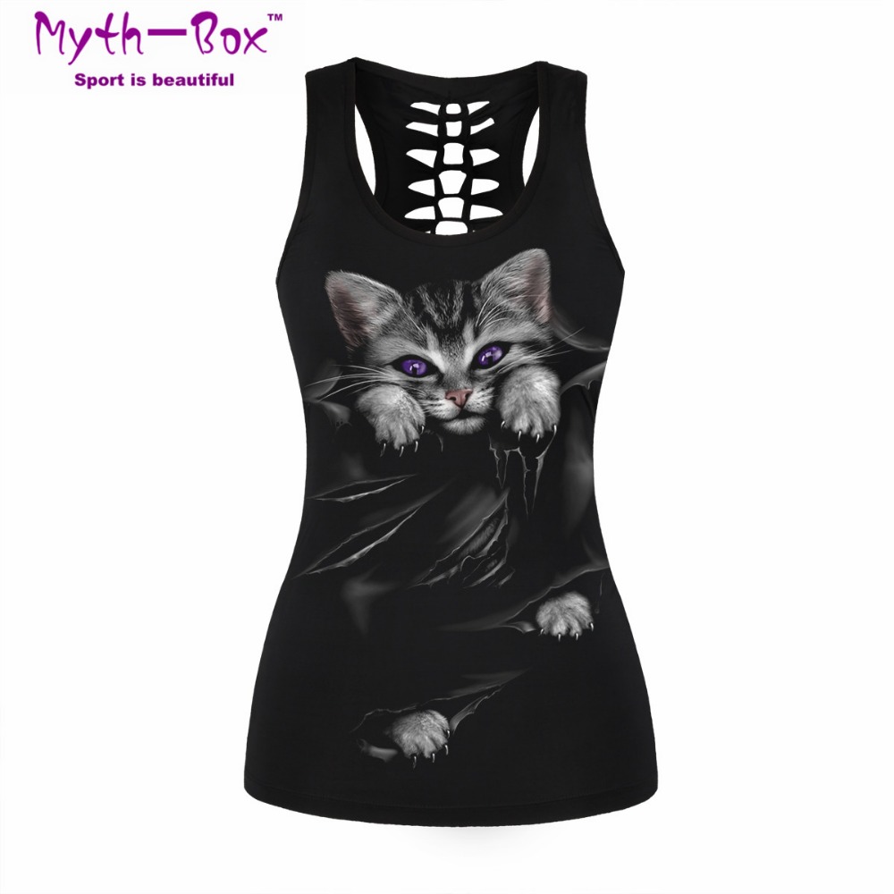 Women Sport Vest Bad Cat Print – Sleeveless Undershirt recenzja i cena