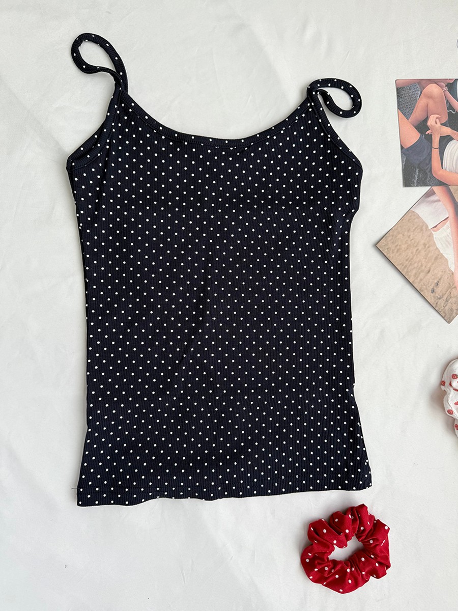 Navy Dot Ribbed Shorts Sets Wo – Tank Top Ribbed recenzja i cena