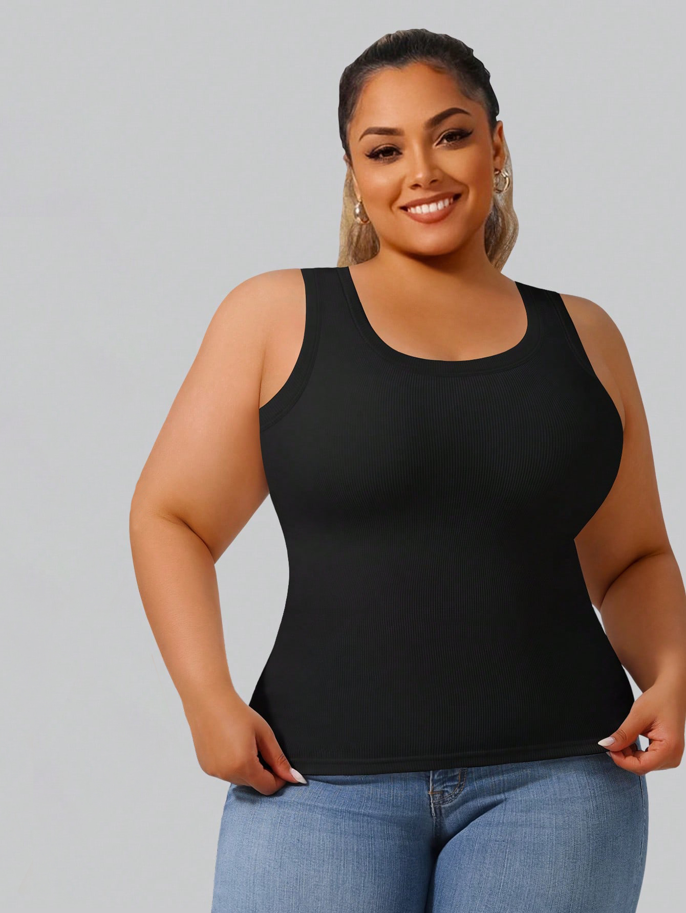 Plus Size Women's High Stretch – Tank Top Ribbed recenzja i cena
